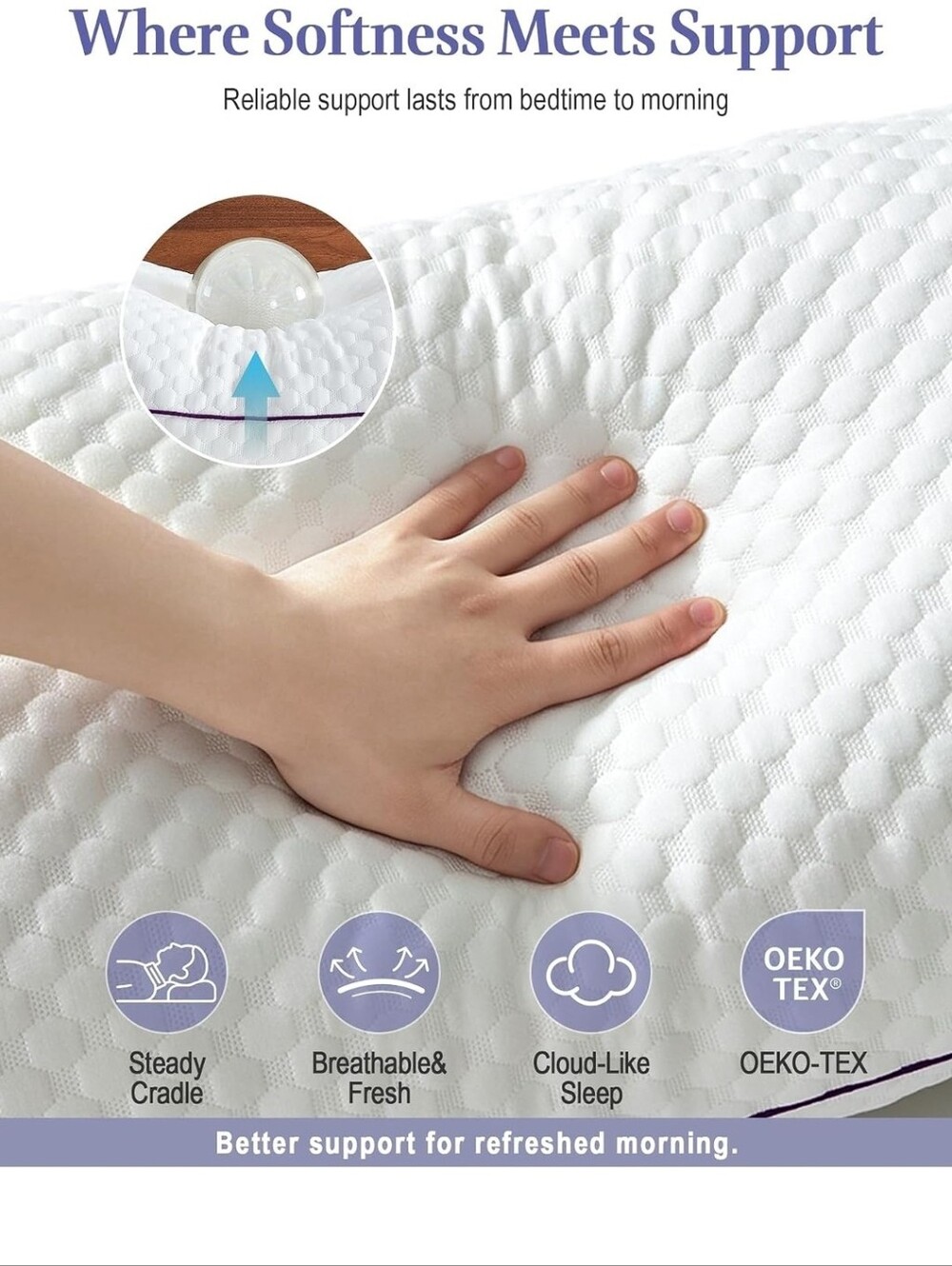 NIB 2 Pack Shredded Memory Foam Pillows Cooling Bamboo Covers Adjustable Loft - Picture 8 of 11
